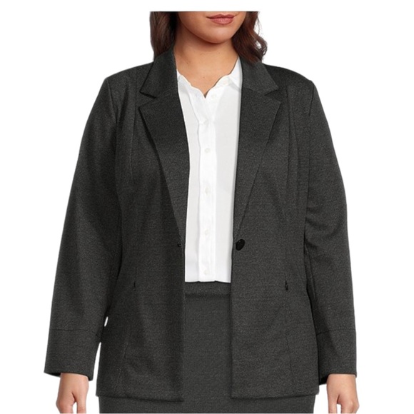 Investments Jackets & Blazers - Investments Plus Size Long Sleeve One Button Ponte Jacket 3X